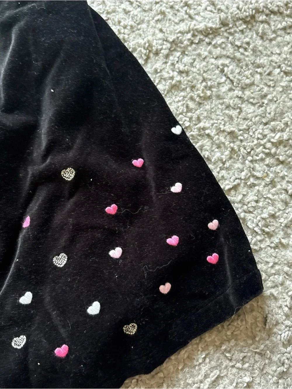 Gymboree Tres Chic Black Velvet Heart Dress Size 12-18 months Vintage Pink